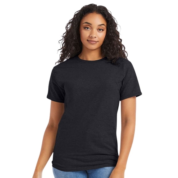 Hanes Essential-T Short Sleeve T-Shirt Cotton Crewneck Tee Shirts (Charcoal Heather, L)