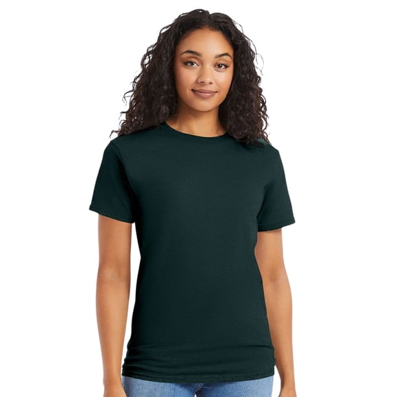 Hanes Essential-T Short Sleeve T-Shirt Cotton Crewneck Tee Shirts (Deep Forest, L)