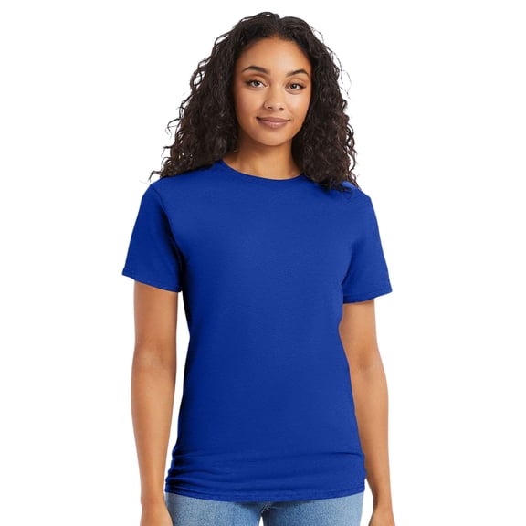 Hanes Essential-T Short Sleeve T-Shirt Cotton Crewneck Tee Shirts (Deep Royal, L)