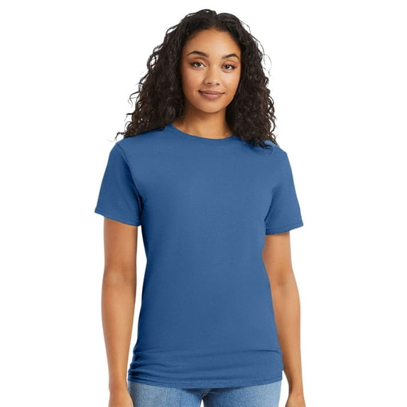 Hanes Essential-T Short Sleeve T-Shirt Cotton Crewneck Tee Shirts (Denim Blue, 5XL)