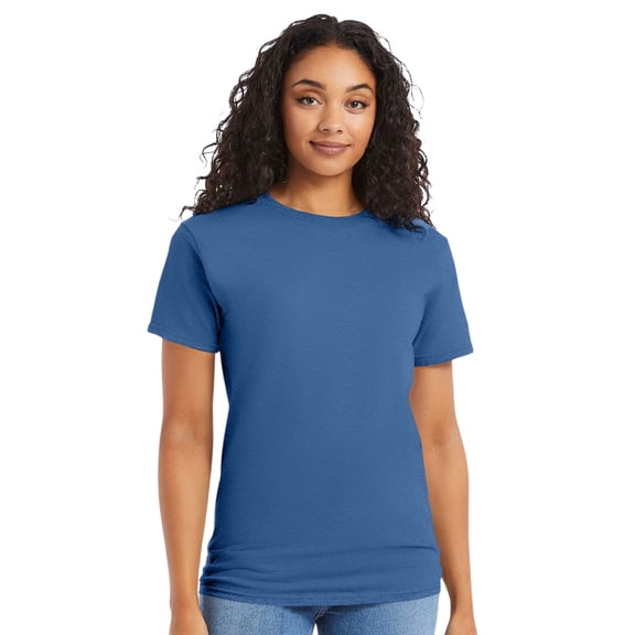Hanes Essential-T Short Sleeve T-Shirt Cotton Crewneck Tee Shirts (Denim Blue, M)