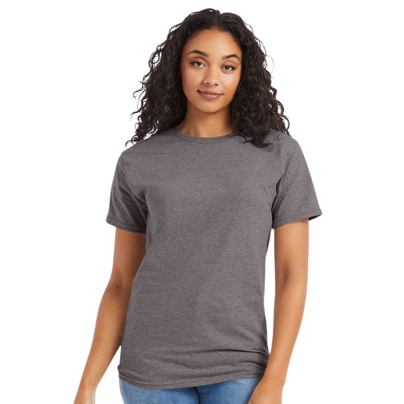 Hanes Essential-T Short Sleeve T-Shirt Cotton Crewneck Tee Shirts Oxford Grey, L)