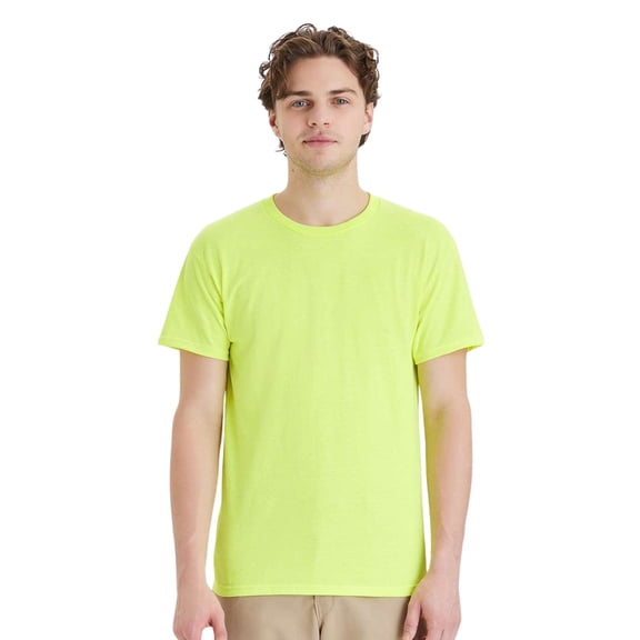 Hanes Essential-T Short Sleeve T-Shirt Cotton Crewneck Tee Shirts Safety Green, L)