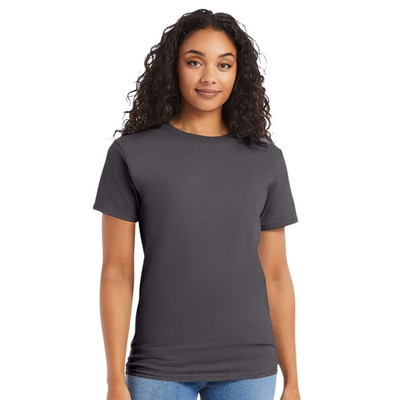 Hanes Essential-T Short Sleeve T-Shirt Cotton Crewneck Tee Shirts (Smoke Grey, L)