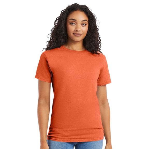 Hanes Essential-T Short Sleeve T-Shirt Cotton Crewneck Tee Shirts (Texas Orange, L)