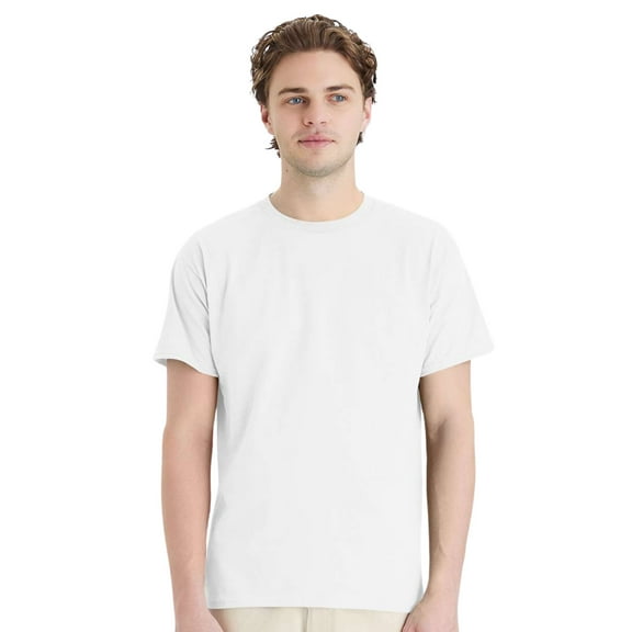 Hanes Essential-T Short Sleeve T-Shirt Cotton Crewneck Tee Shirts (White, L)