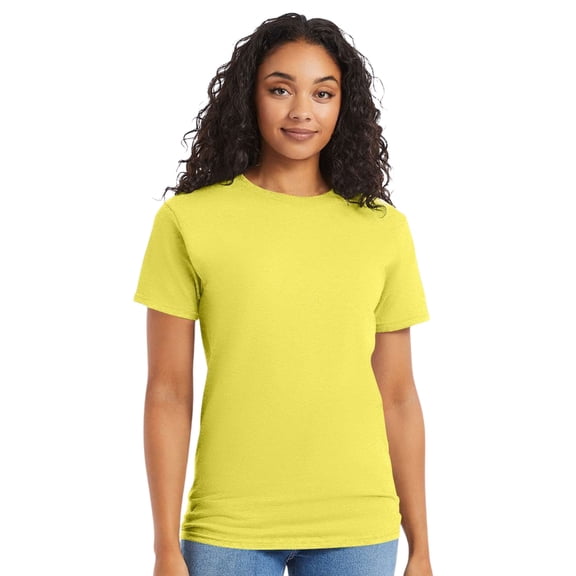 Hanes Essential-T Short Sleeve T-Shirt Cotton Crewneck Tee Shirts (Yellow, 2XL)