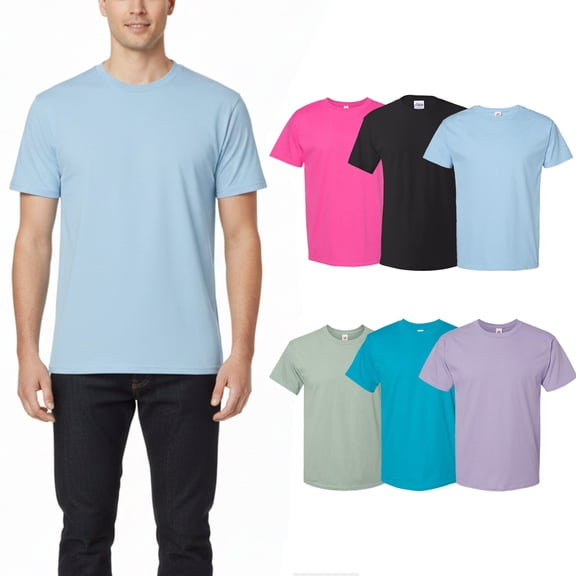 Hanes Essential-T Men Crewneck T-Shirt, Assorted 6 Pack Short Sleeve Mix Tee Bulk, XL