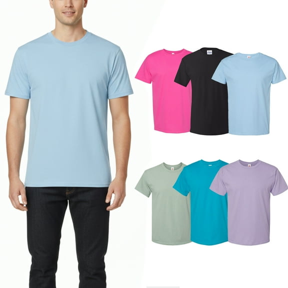 Hanes Essential-T Men Crewneck T-Shirt, Assorted 6 Pack Short Sleeve Mix Tee Bulk, XL