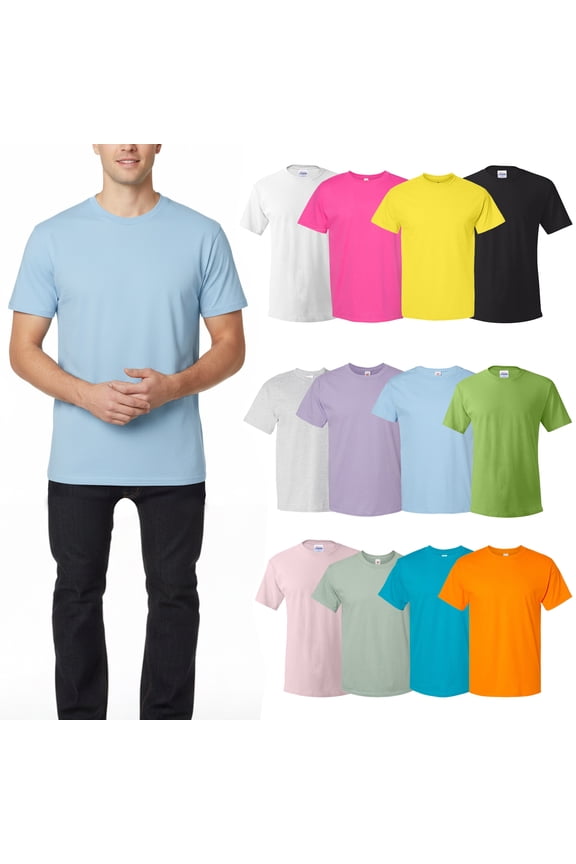 Essential-T Men Short Sleeve T-Shirt, Crew Neck Assorted Mix Tee, 12 Pack, L
