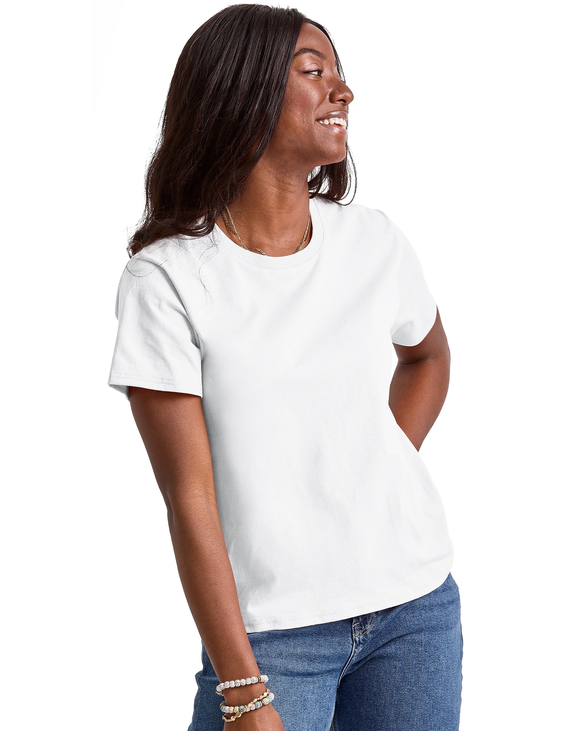 Hanes Essentials Women's Cotton T-Shirt, Classic Fit White XS
