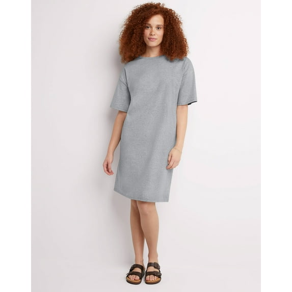 Hanes Essentials Women's T-Shirt Dress, Cotton Light Steel