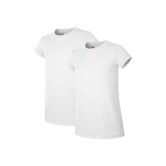 Hanes Essentials Girls' Cotton T-Shirt, 2-Pack White S