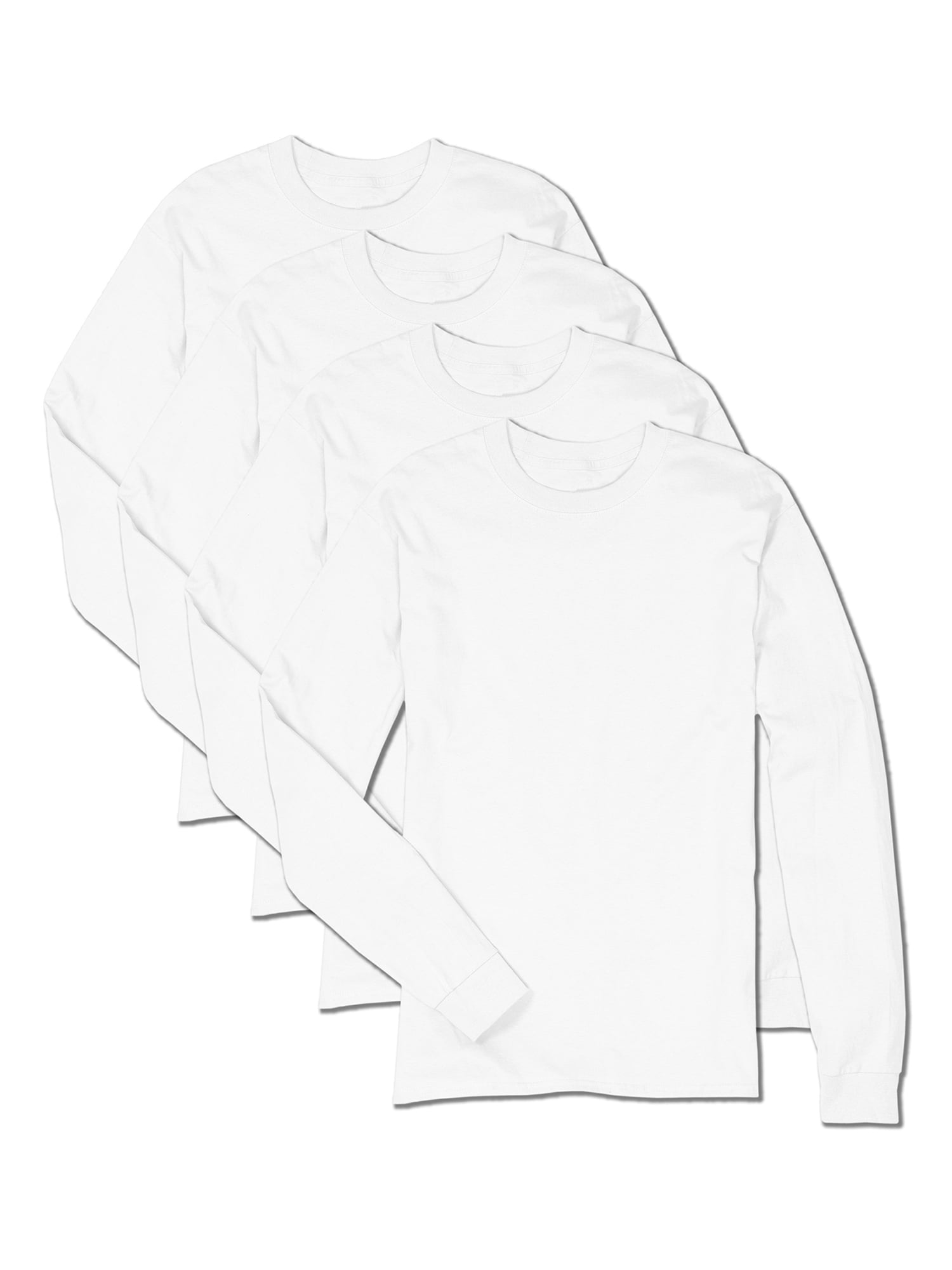 Hanes Essentials Men's Cotton Long Sleeve T-Shirt, 4-Pack White L ...