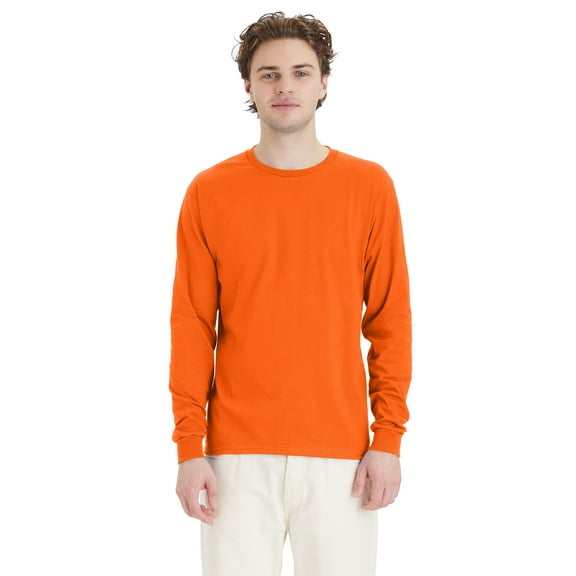 Hanes Essentials Men's Cotton Long Sleeve T-Shirt, Value 4-Pack Safety Orange 2XL