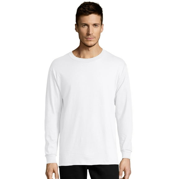 Hanes Essentials Men's Cotton Long Sleeve T-Shirt White M