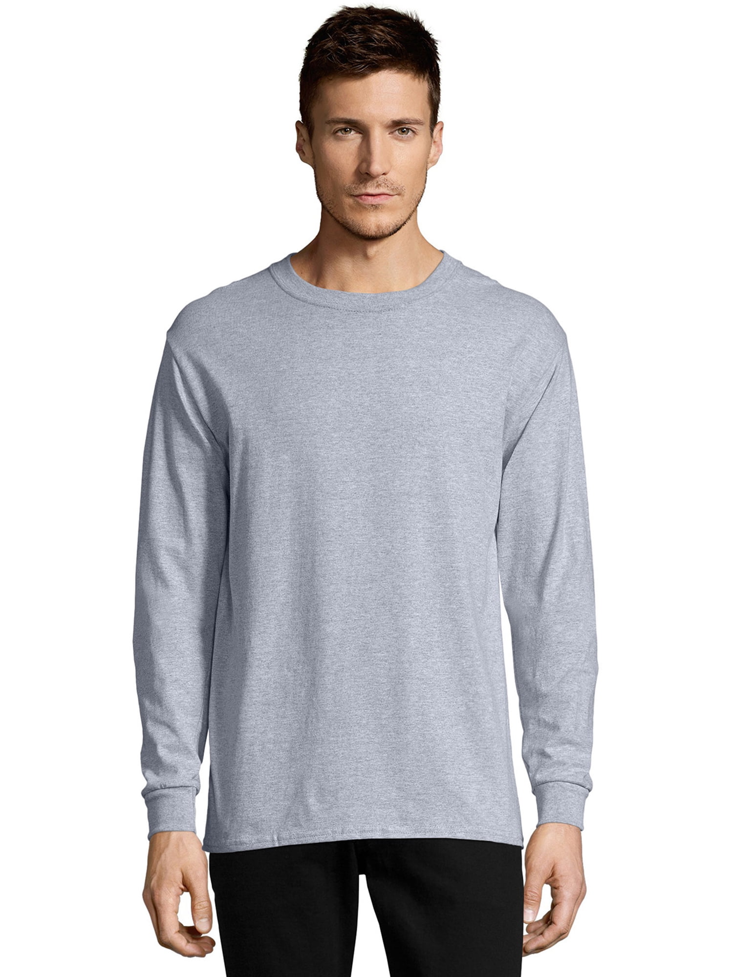 Hanes Essentials Men’s Cotton Long Sleeve T-Shirt, up to sizes 3XL ...