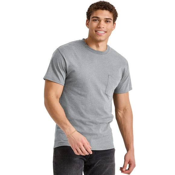 Hanes Men's Pocket T-Shirt Cotton Short Sleeve Tee Crewneck Classic Fit Essentials, Sizes S-3XL