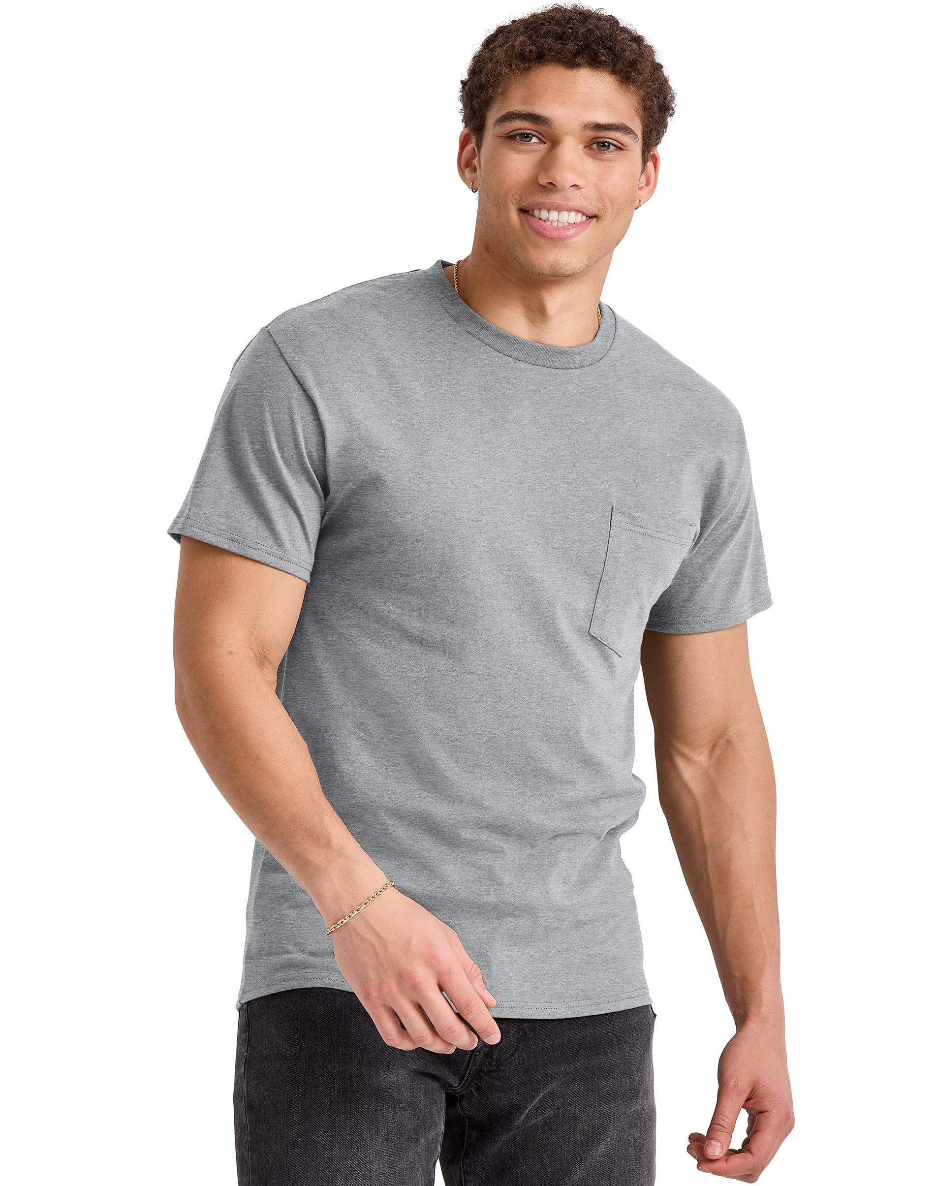Hanes Men's Pocket T-Shirt Cotton Short Sleeve Tee Crewneck Classic Fit Essentials, Sizes S-3XL