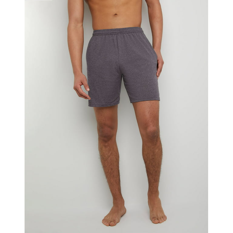 Hanes Essentials Men's Cotton Shorts With Pockets, 7.5 Charcoal Heather S  
