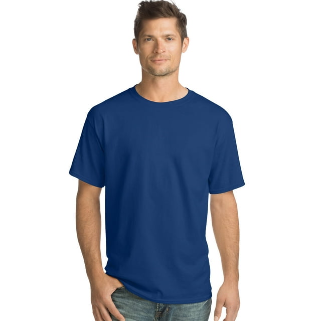 Hanes Essentials Men's Cotton T-Shirt, 4-Pack Deep Royal L - Walmart.com