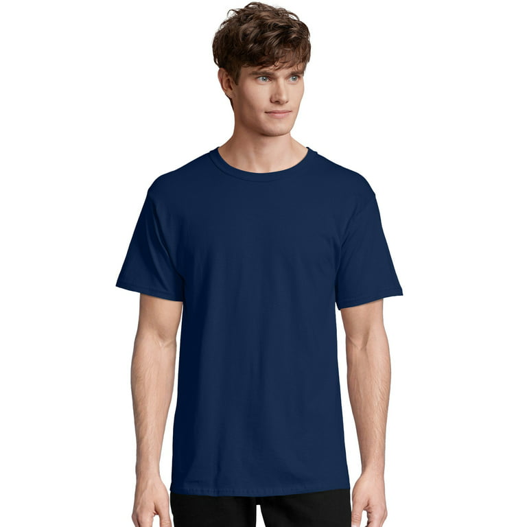 Hanes Essentials Men\'s Cotton T-Shirt, 4-Pack Navy L