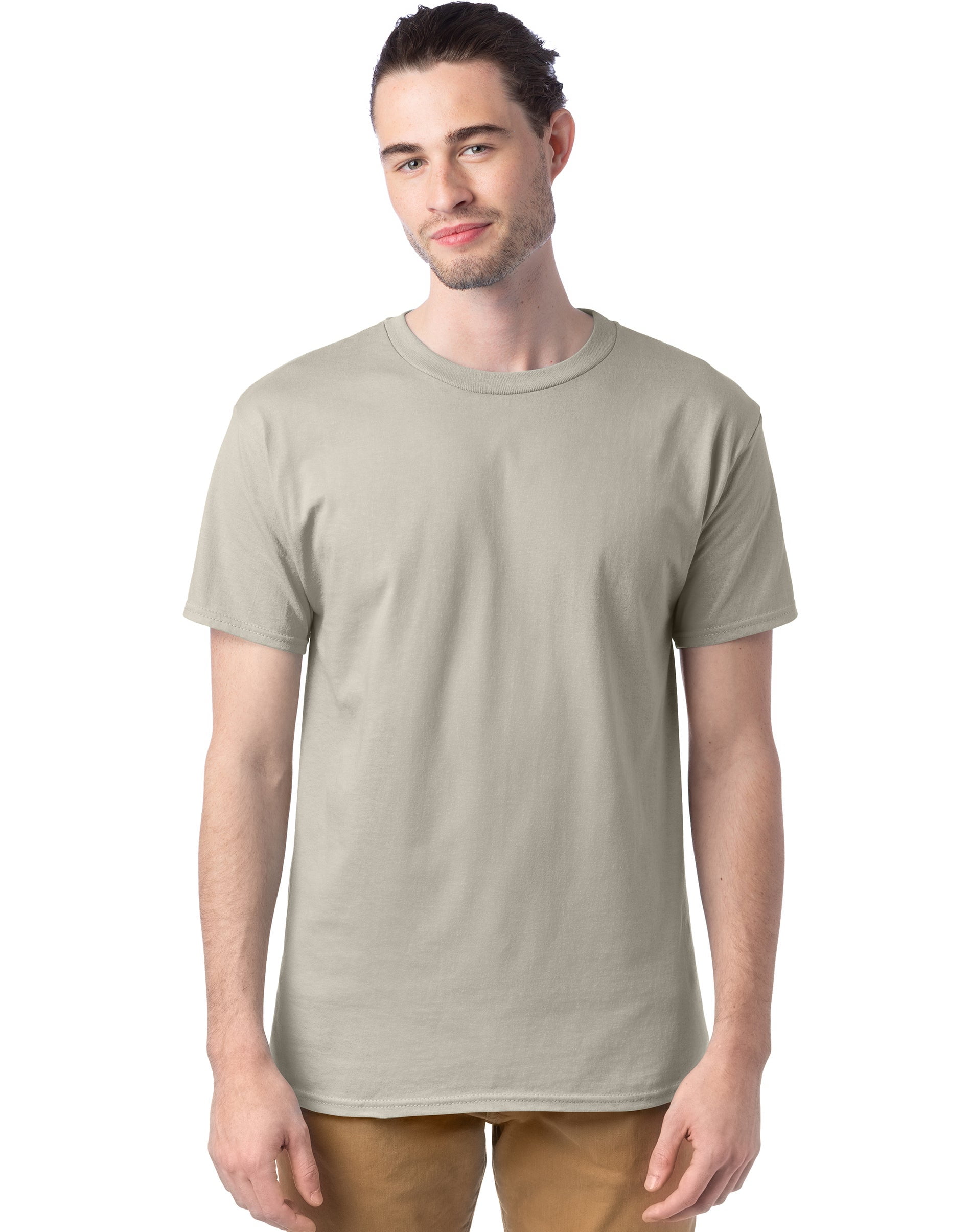Essentials T-Shirt, Hanes Cotton Sand 3XL Men\'s 4-Pack
