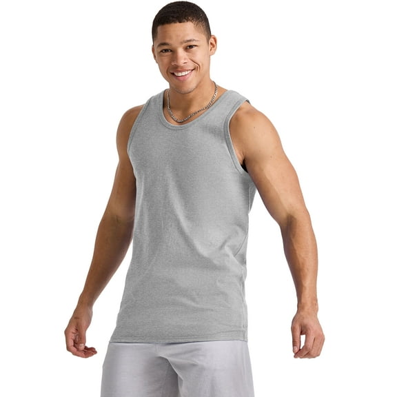 Hanes Essentials Men's Cotton Tank Top, 3-Pack Light Steel L