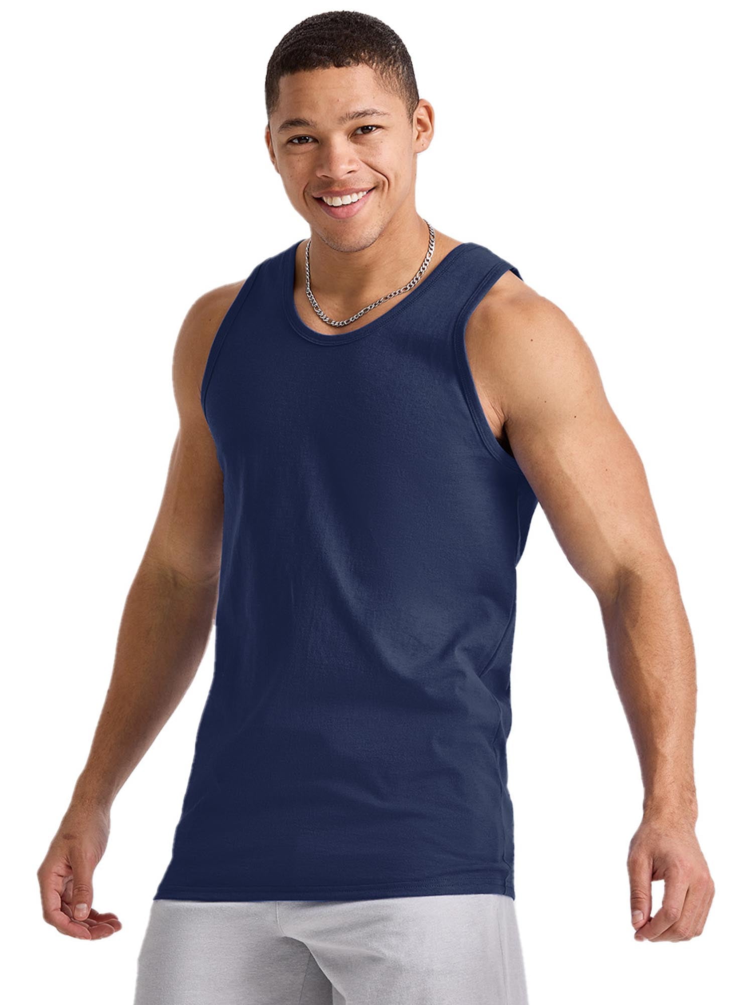 Hanes Essentials Men’s Cotton Tank Top Athletic Navy 2XL