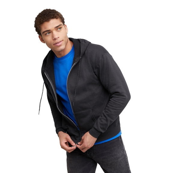 Hanes Essentials Men's EcoSmart Fleece Full Zip Hoodie, Sizes up to 3XL