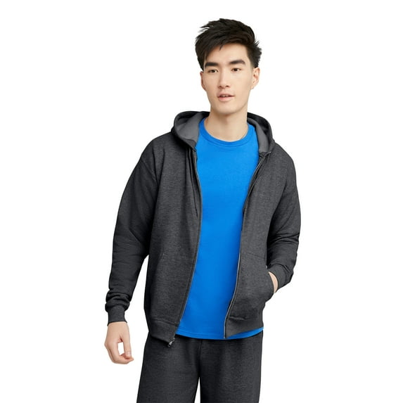 Hanes Essentials Men's EcoSmart Fleece Full Zip Hoodie, Sizes up to 3XL