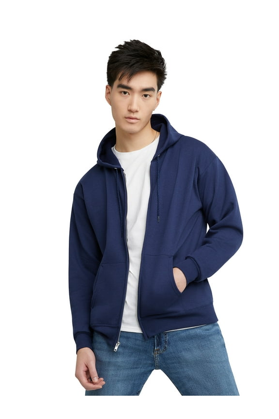 Essentials Men's EcoSmart Fleece Full Zip Hoodie, Sizes up to 3XL