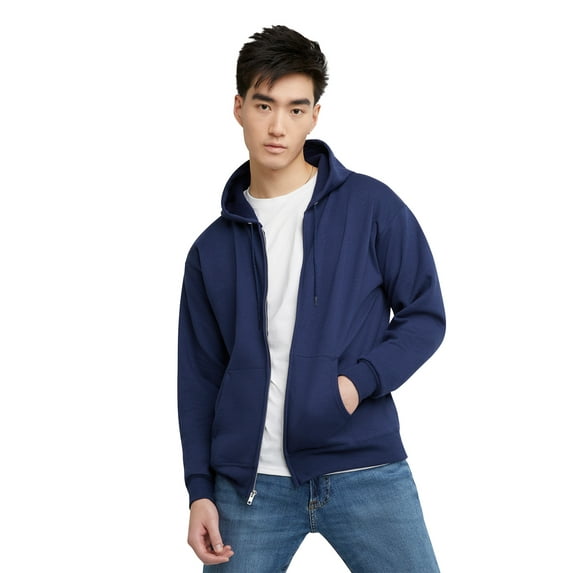 Hanes Essentials Men's EcoSmart Fleece Full Zip Hoodie, Sizes up to 3XL