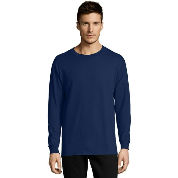 Hanes Long Sleeve T-Shirt Men's Cotton Tee Essentials Midweight Crewneck S-3XL