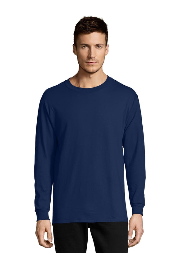 Essentials Men’s Cotton Long Sleeve T-Shirt Athletic Navy M