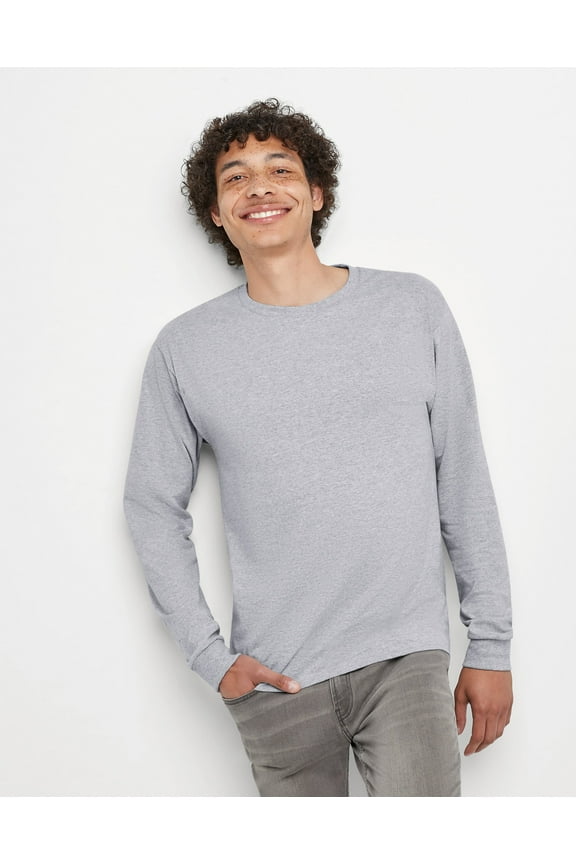 Long Sleeve T-Shirt Men's Cotton Tee Essentials Midweight Crewneck S-3XL