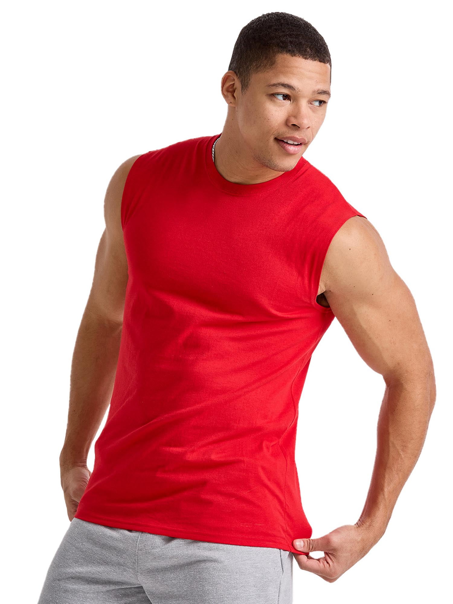 Hanes Men Tank Top Sleeveless Shirt 100% Cotton Lightweight Originals Grey  S-2XL 