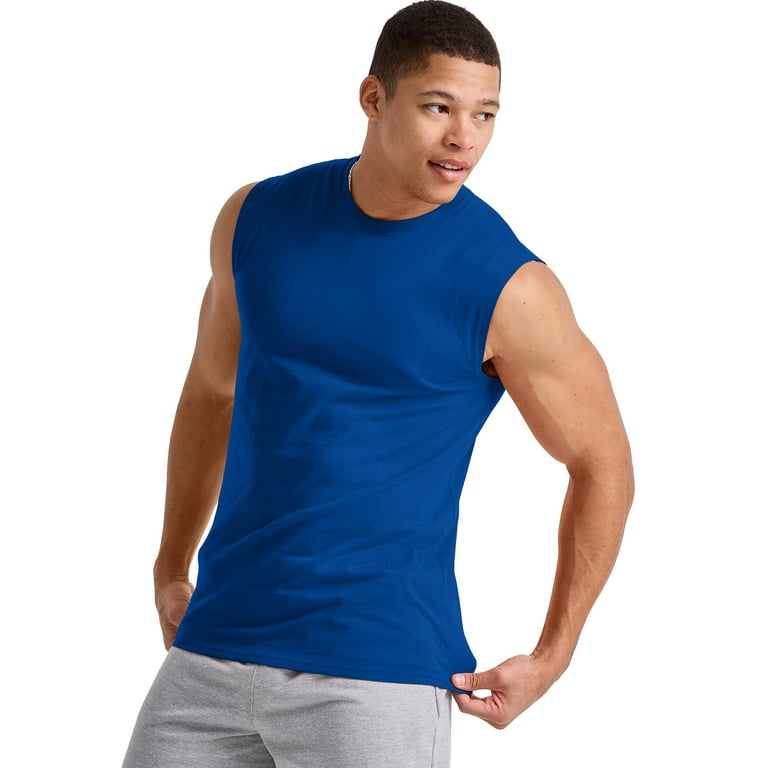 Hanes Essentials Men s Muscle Tank Sleeveless Tee Workout Gym Crewneck Midweight