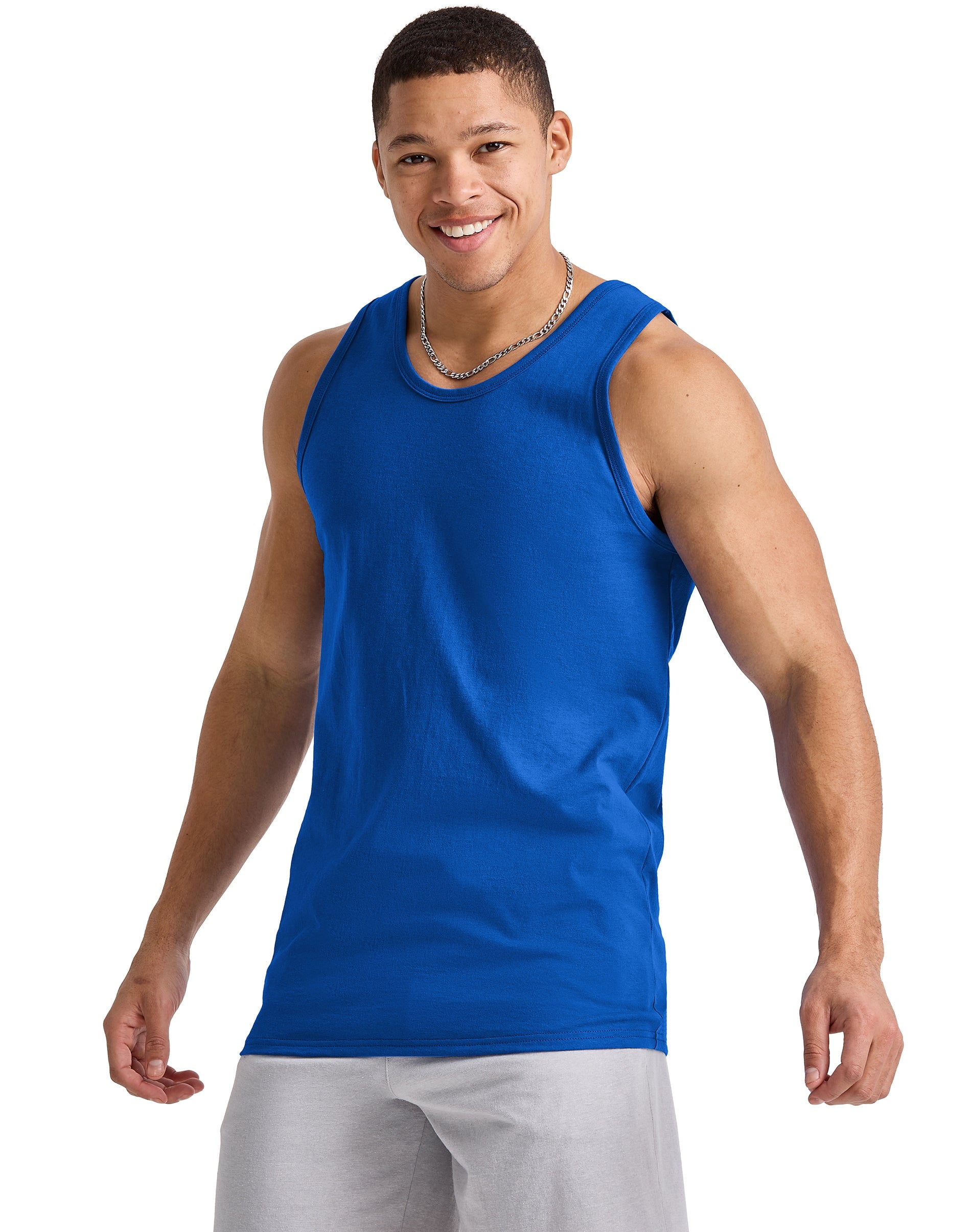 Hanes Essentials Men’s Tank Top Cotton Sleeveless Tee Midweight Banded ...