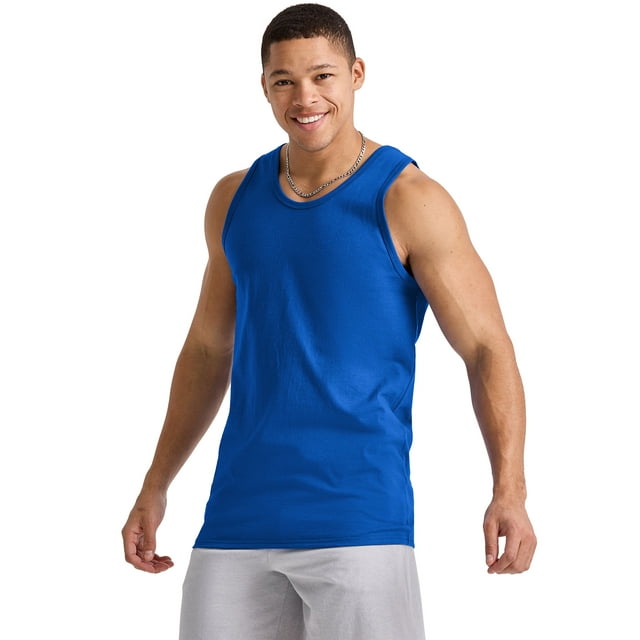 Hanes Essentials Men’s Tank Top Cotton Sleeveless Tee Midweight Banded ...