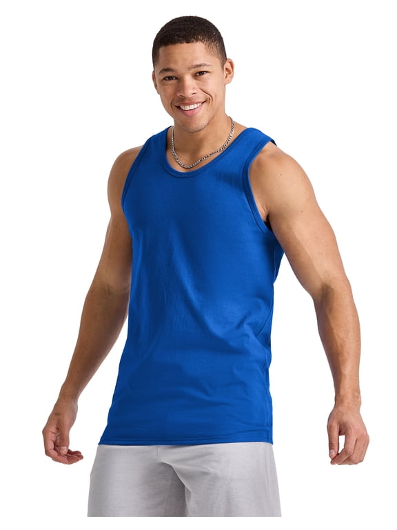 Essentials Men’s Tank Top Cotton Sleeveless Tee Midweight Banded Neck Armholes