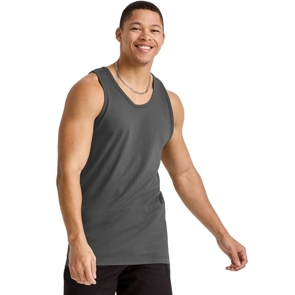 Hanes Essentials Men’s Tank Top Cotton Sleeveless Tee Midweight Banded Neck Armholes