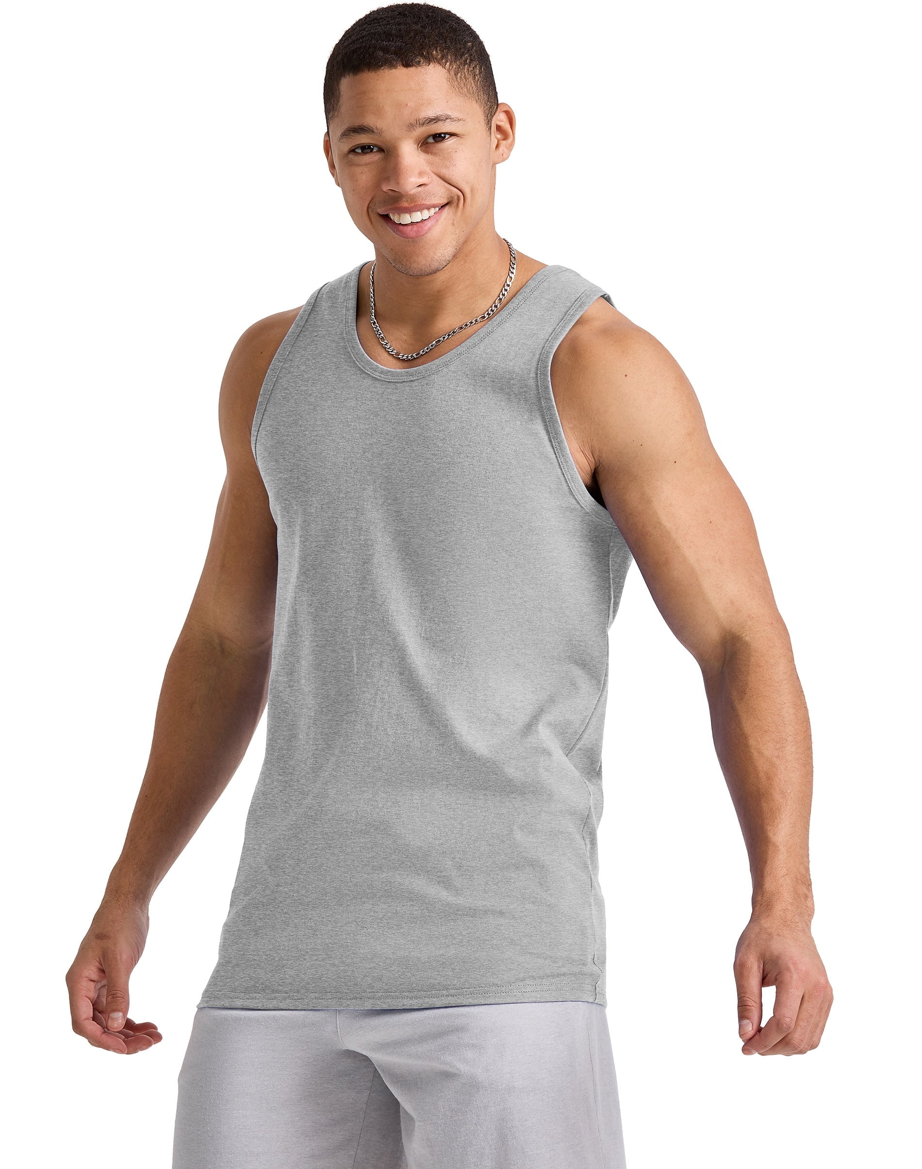 Hanes Essentials Men's Cotton Tank Top, 3-Pack Light Steel M - Walmart.com