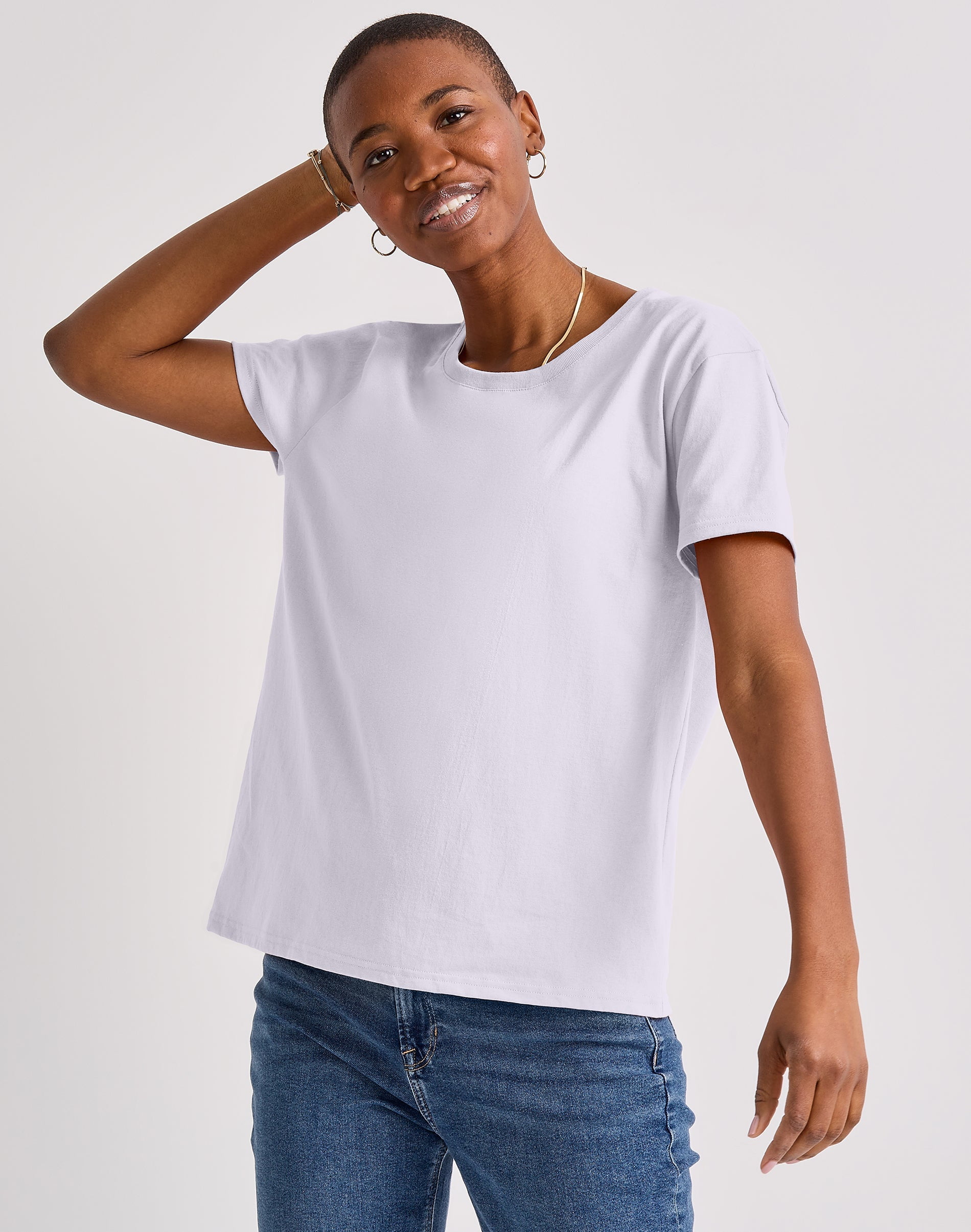 Hanes Essentials T-Shirt Oversized Fit Women’s Cotton Tee Short Sleeve Crew Neck