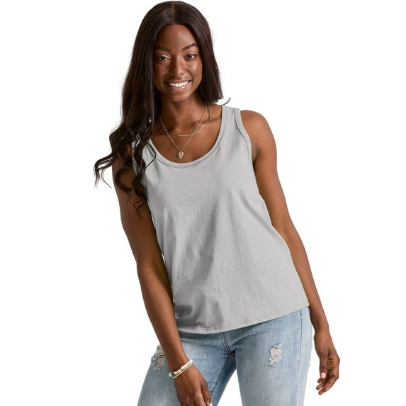 Hanes Essentials Women’s Cotton Tank Light Steel L