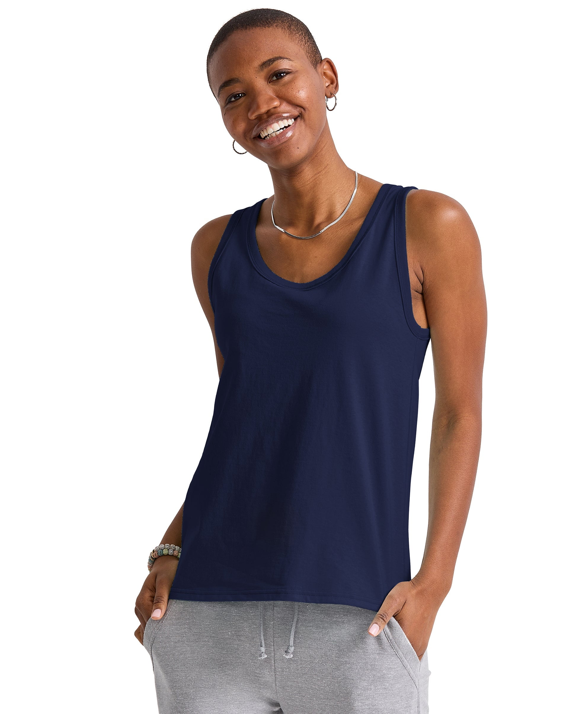 Hanes Essentials Women’s Cotton Tank Athletic Navy S