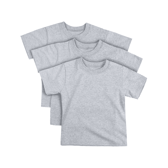 Hanes Essentials Toddler Cotton T-Shirt, Boys & Girls, 3-Pack Light Steel 2T