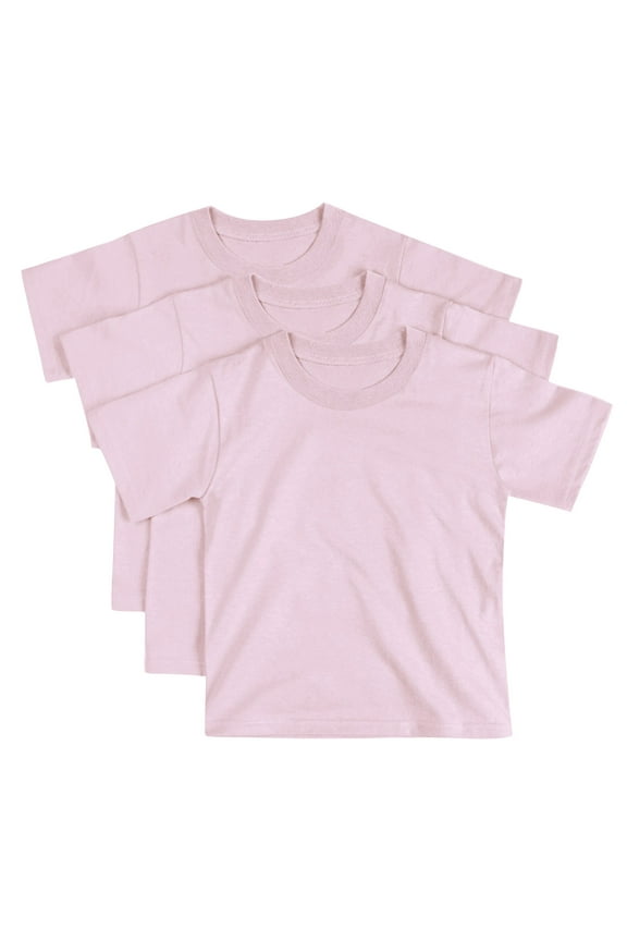 Essentials Toddler Cotton T-Shirt, Boys & Girls, 3-Pack Pale Pink 2T