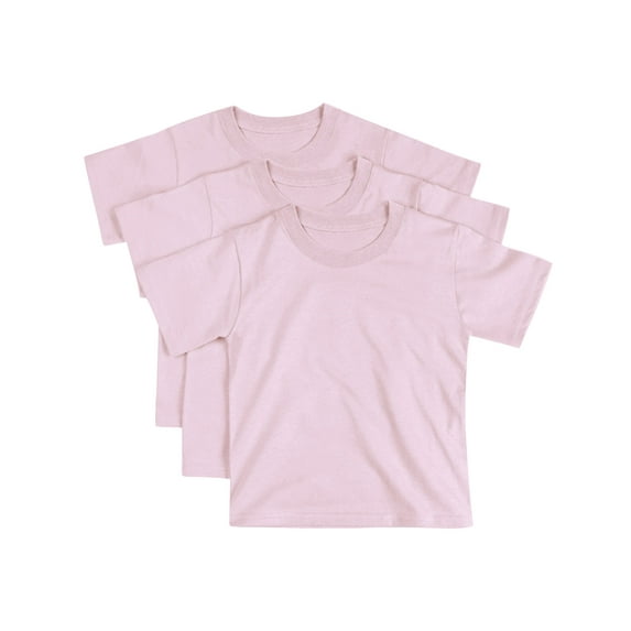 Hanes Essentials Toddler Cotton T-Shirt, Boys & Girls, 3-Pack Pale Pink 3T