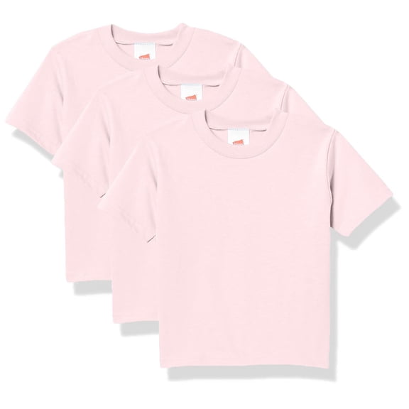 Hanes Toddler Boys' Essentials Short Sleeve T-shirt Value Pack 3-pack, Pale Pink, 3T